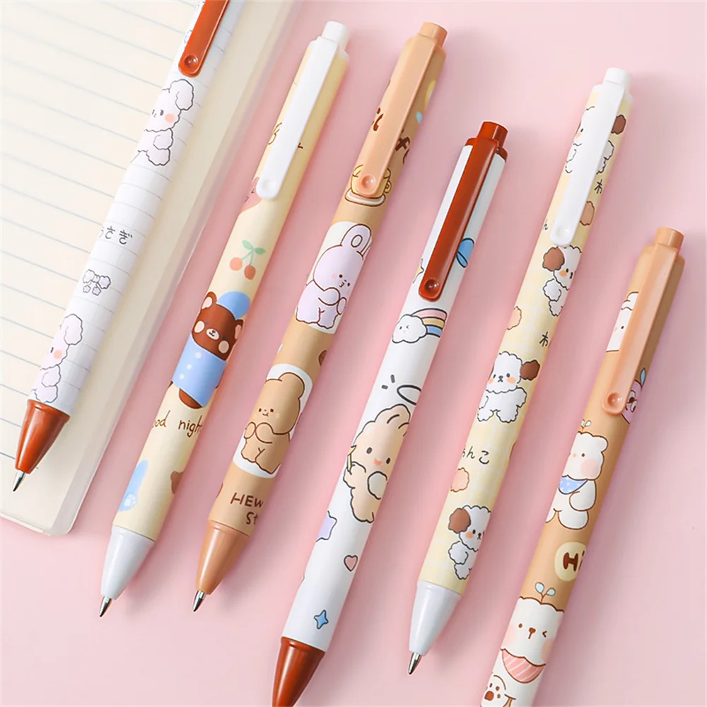 6pcs/set Kawaii Cartoon Bear Press Gel Pen 0.5mm Black Ink Signature Pen Student Writing Tools School Stationery Office Supplies
6pcs/set Kawaii Cartoon Bear Press Gel Pen 0.5mm Black Ink Signature Pen Student Writing Tools School Stationery Office Supplies