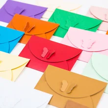 (10 Pieces/Lot) 10.5*7CM Colored Butterfly Buckle Kraft Paper Envelopes Simple Love Retro Buckle Decorative Small Paper Envelope