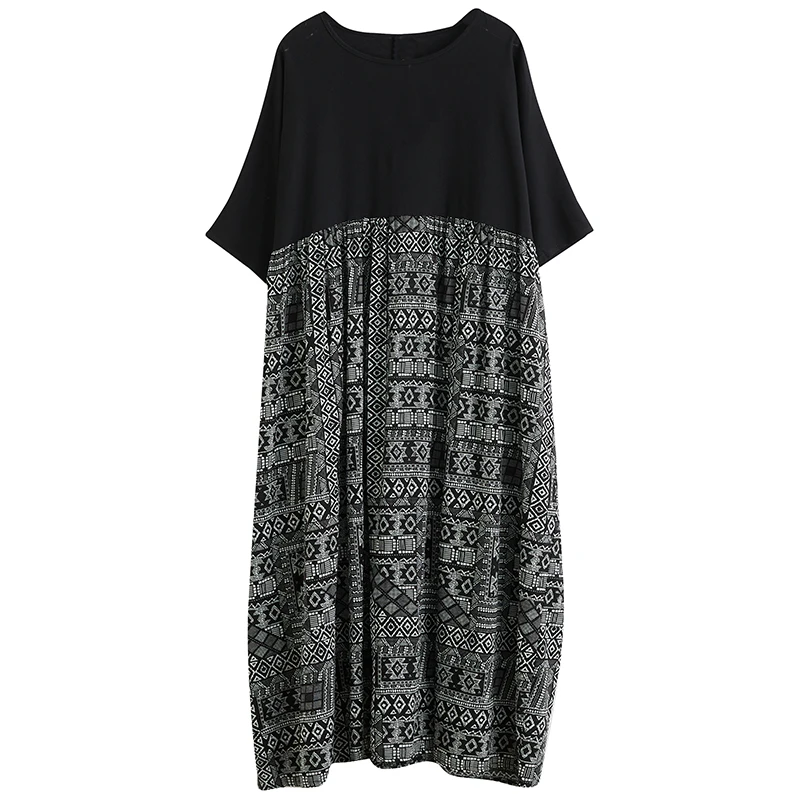 2021 Summer Short Sleeve Patchwork Women's Long Dress O-neck Cotton And Linen Print Dresses Female Vintage Ankle Length Dress
2021 Summer Short Sleeve Patchwork Women's Long Dress O-neck Cotton And Linen Print Dresses Female Vintage Ankle Length Dress