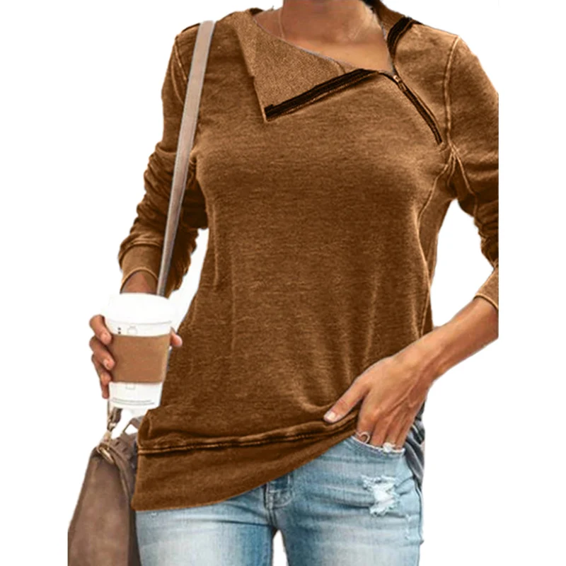 #w Creative Solid Color Women Tshirts Zipper Skew Collar Basic Knitting Tops Long Sleeve Casual Ladies Tee Shirts 5XL
#w Creative Solid Color Women Tshirts Zipper Skew Collar Basic Knitting Tops Long Sleeve Casual Ladies Tee Shirts 5XL