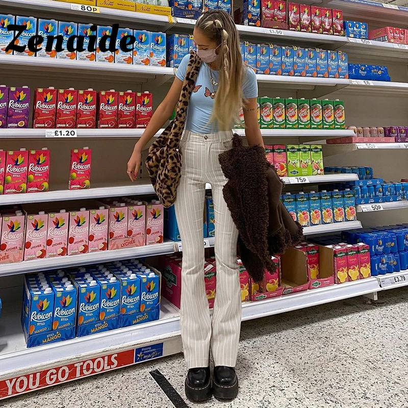 Zenaide Vintage Stripe High Waist Streetwear Pants Fashion Outfits Casual Long Skinny Flared Pants 2021 Women Zipper Trousers
Zenaide Vintage Stripe High Waist Streetwear Pants Fashion Outfits Casual Long Skinny Flared Pants 2021 Women Zipper Trousers