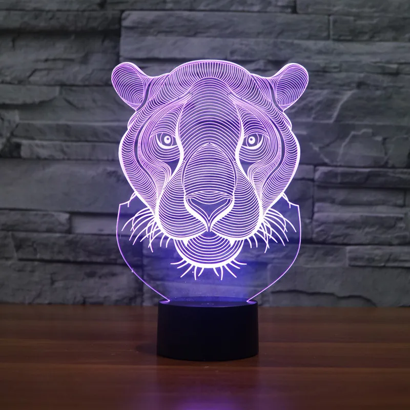 

Lion's Head Model 3D LED Light Hologram Illusions 7 Colors Change Decor Lamp Best Night Light Gift for Home Deco 3220