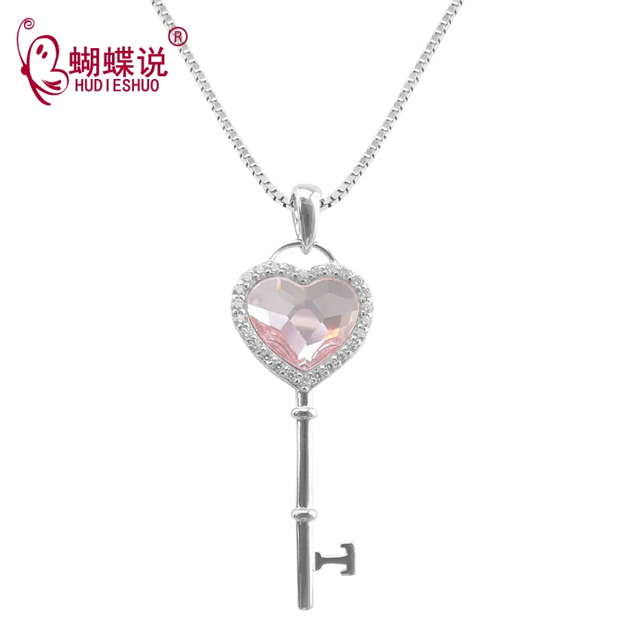 HUDIESHUO Romantic 925 SterlingSilver Key Pendant Necklaces for Women Light Pink Crystal Jewelry collares de moda 2019
HUDIESHUO Romantic 925 SterlingSilver Key Pendant Necklaces for Women Light Pink Crystal Jewelry collares de moda 2019
