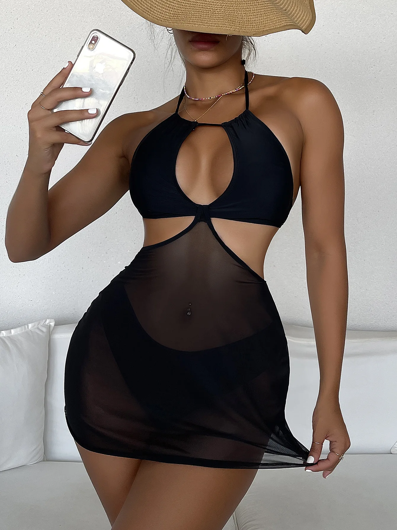 Halter Bikini 2022 Sexy Swimsuit Women's Swimming Suit Mesh Skirt Swimwear Girl Solid Bathing Suit Hollow Out Biquini
Halter Bikini 2022 Sexy Swimsuit Women's Swimming Suit Mesh Skirt Swimwear Girl Solid Bathing Suit Hollow Out Biquini