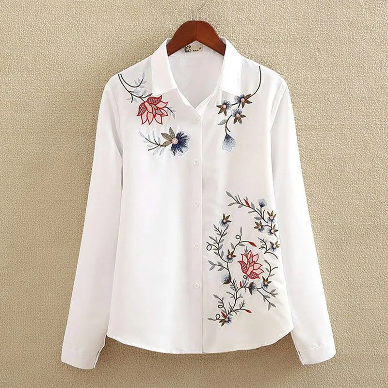 2021 New Spring Autumn Women Floral Embroidery Long Sleeve Plus Size 5XL Blouses Female White Turn Down Collar Tops Shirts M68
2021 New Spring Autumn Women Floral Embroidery Long Sleeve Plus Size 5XL Blouses Female White Turn Down Collar Tops Shirts M68