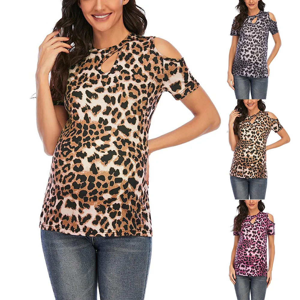 Women Maternity Leopard Print Cold Shoulder T-shirt Pregnant Short Sleeve Stretchy Blouse Summer Top
Women Maternity Leopard Print Cold Shoulder T-shirt Pregnant Short Sleeve Stretchy Blouse Summer Top