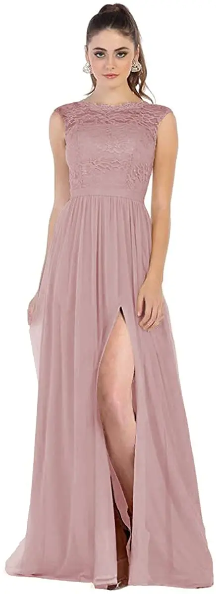 Women Lace Chiffon Bridesmaid Dresses with Slit Pocket V Back Long Formal Evening Dress Elegant Dress Celebrity Dresses
Women Lace Chiffon Bridesmaid Dresses with Slit Pocket V Back Long Formal Evening Dress Elegant Dress Celebrity Dresses