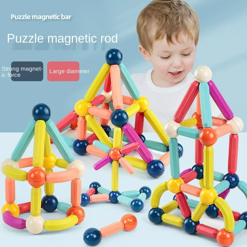 

Большие магнитные палочки, набор для строительства, магнитный дизайнерский стержень, шарики, строительные блоки, Обучающие Детские игрушки...
