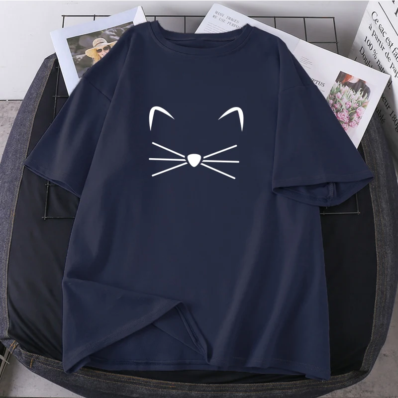 2021 Топы с коротким рукавом футболки в стиле Харадзюку мультяшными кошками