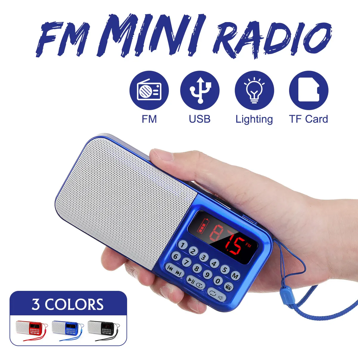 Portable Radio Handheld Digital FM USB TF MP3 Player Speaker Led Light DC 5V FM Radio TF Card USB AUX Speaker Audio Player
Portable Radio Handheld Digital FM USB TF MP3 Player Speaker Led Light DC 5V FM Radio TF Card USB AUX Speaker Audio Player