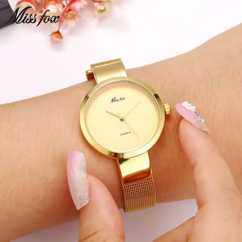 MISSFOX Miss Fox Casual Women Watches Silver Waterproof Wrist Watches For Women Gold Quartz Ladies Watch Stainless Steel Clock
MISSFOX Miss Fox Casual Women Watches Silver Waterproof Wrist Watches For Women Gold Quartz Ladies Watch Stainless Steel Clock