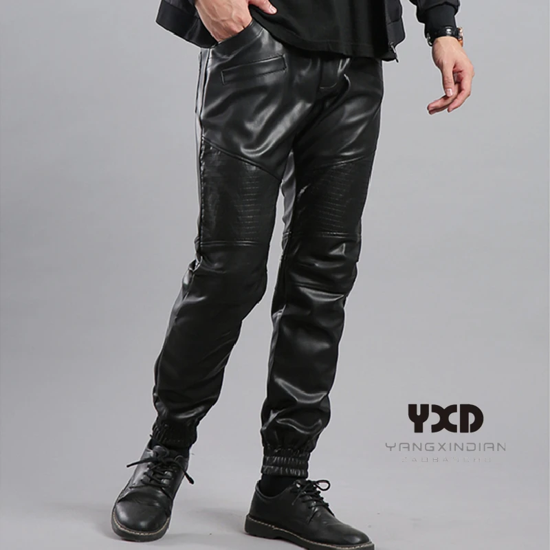 Men's Hip Hop Casual Leather Pants Man Side Pockets Cargo Harem Pants Mens Fashion Streetwear Zipper Drawstring Motorcycle Pants
Men's Hip Hop Casual Leather Pants Man Side Pockets Cargo Harem Pants Mens Fashion Streetwear Zipper Drawstring Motorcycle Pants