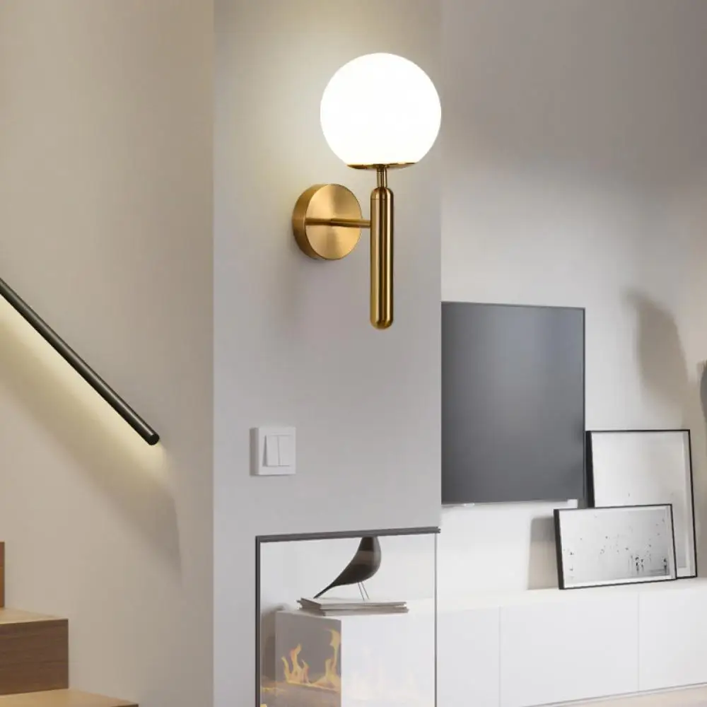 LEDWrought Iron Simple Bedroom Bedside Wall Lamp AC220V E27 Electroplating Brass Glass Ball Bedside Lamp Aisle Balcony Wall Lamp
LEDWrought Iron Simple Bedroom Bedside Wall Lamp AC220V E27 Electroplating Brass Glass Ball Bedside Lamp Aisle Balcony Wall Lamp