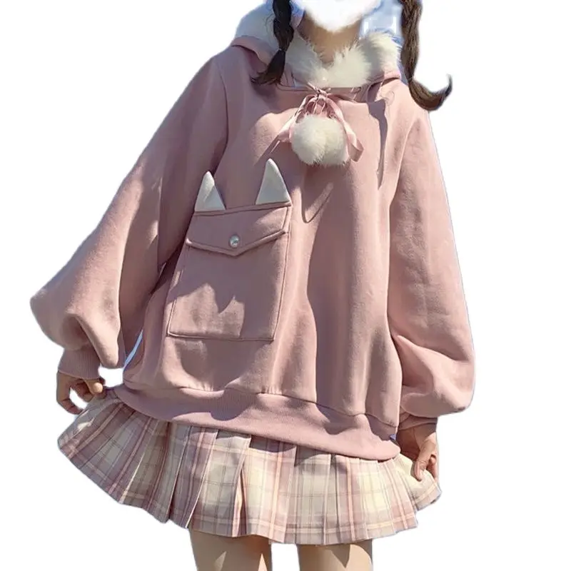 Oversized Pocket Sweatshirt Women Harajuku Kawaii Clothes Pink Blue Autumn Thick Hoodie Bunny Ears Girl Cute Pullover Preppy Top
Oversized Pocket Sweatshirt Women Harajuku Kawaii Clothes Pink Blue Autumn Thick Hoodie Bunny Ears Girl Cute Pullover Preppy Top