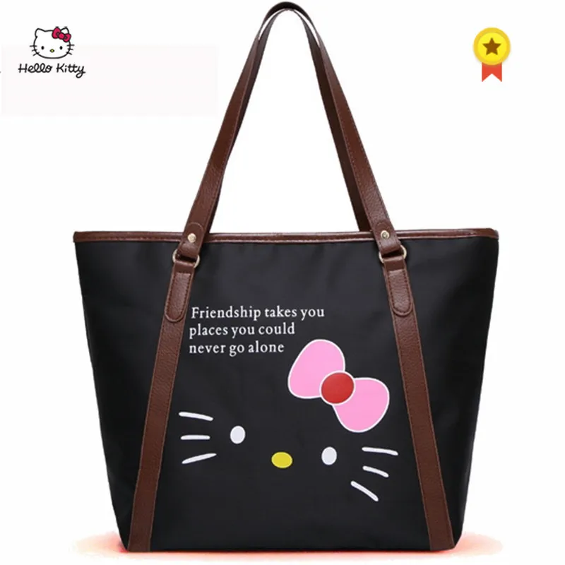 Фото HELLO KITTY модная сумка на плечо Средняя тоут с мультипликационным принтом для