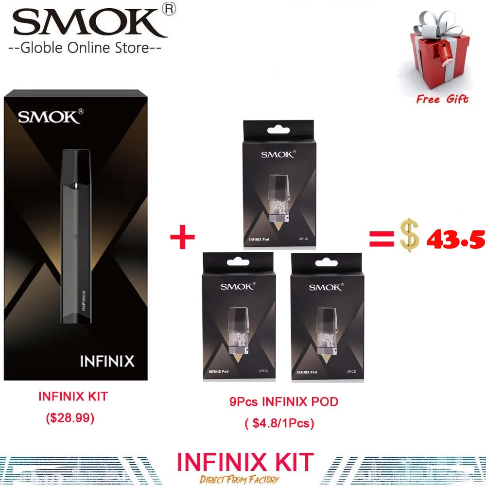 Набор Vape SMOK Infinix анти протекающий аккумулятор 250 мА · ч встроенный с 2 мл подарок
