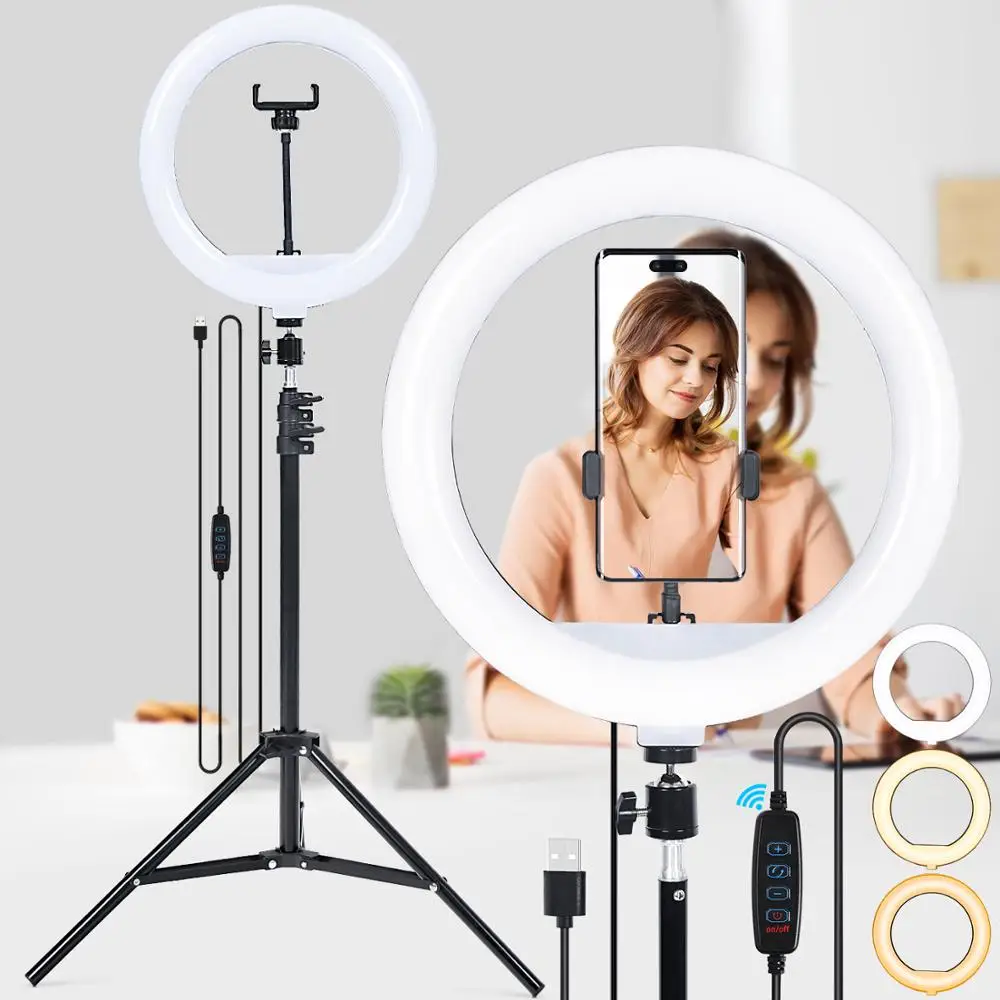 fosoto Photography 12 inch LED Ring Light 3000-5800k Dimmable Ring Lamp Lighting With Tripod For Selfie Makeup Video
fosoto Photography 12 inch LED Ring Light 3000-5800k Dimmable Ring Lamp Lighting With Tripod For Selfie Makeup Video