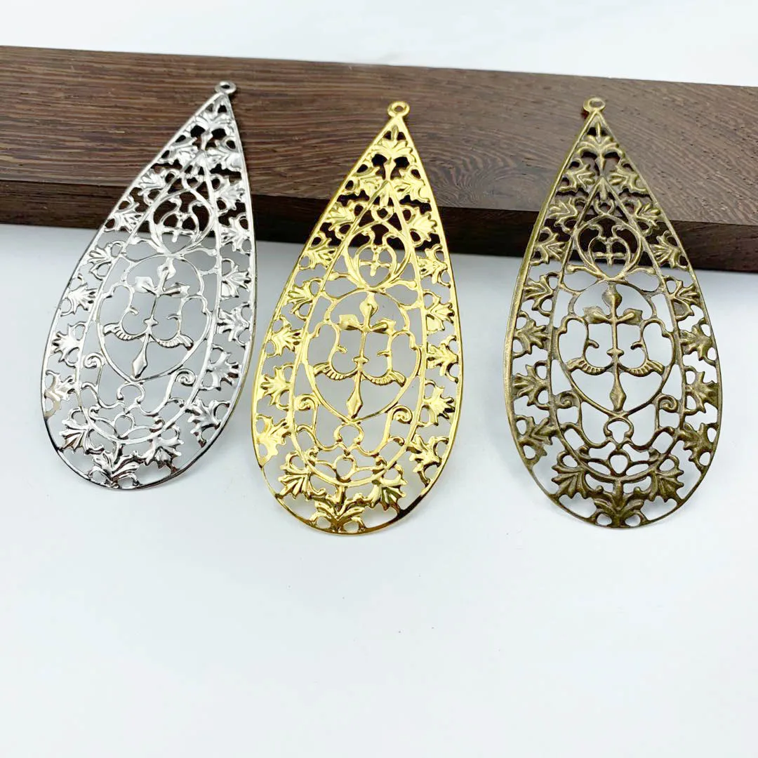 10 pcs/lot 37x87mm Metal Filigree Teardrop Flower Slice Charms base Setting Jewelry DIY Components Findings
10 pcs/lot 37x87mm Metal Filigree Teardrop Flower Slice Charms base Setting Jewelry DIY Components Findings