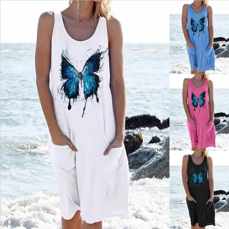 Женское летнее пляжное платье без рукавов с рисунком бабочки
Женское летнее пляжное платье без рукавов с рисунком бабочки