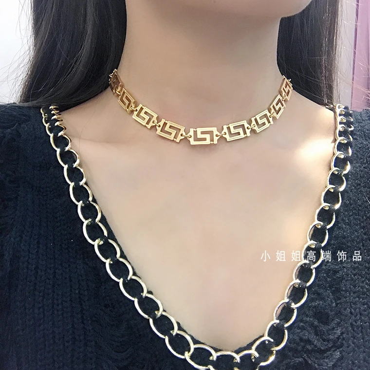 Chain Short Necklace Clavicle Chain Exaggerated Personality Golden Brass Necklace
Chain Short Necklace Clavicle Chain Exaggerated Personality Golden Brass Necklace