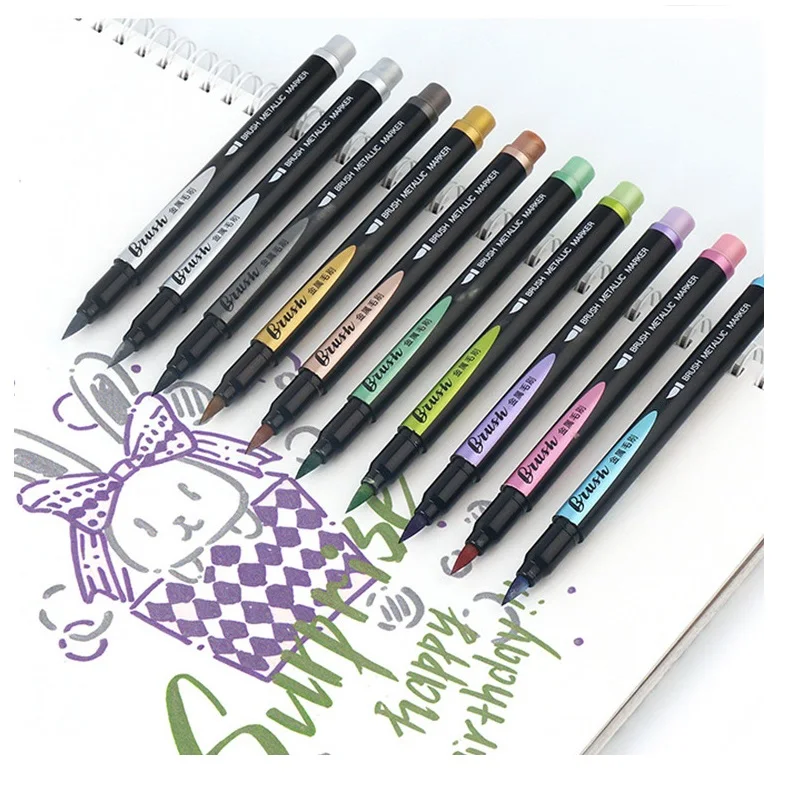DS 10pcs Color Soft TIP Brush pen Art Metallic Marker Pen Set 1-7mm for Drawing Painting Calligraphy Lettering School
DS 10pcs Color Soft TIP Brush pen Art Metallic Marker Pen Set 1-7mm for Drawing Painting Calligraphy Lettering School