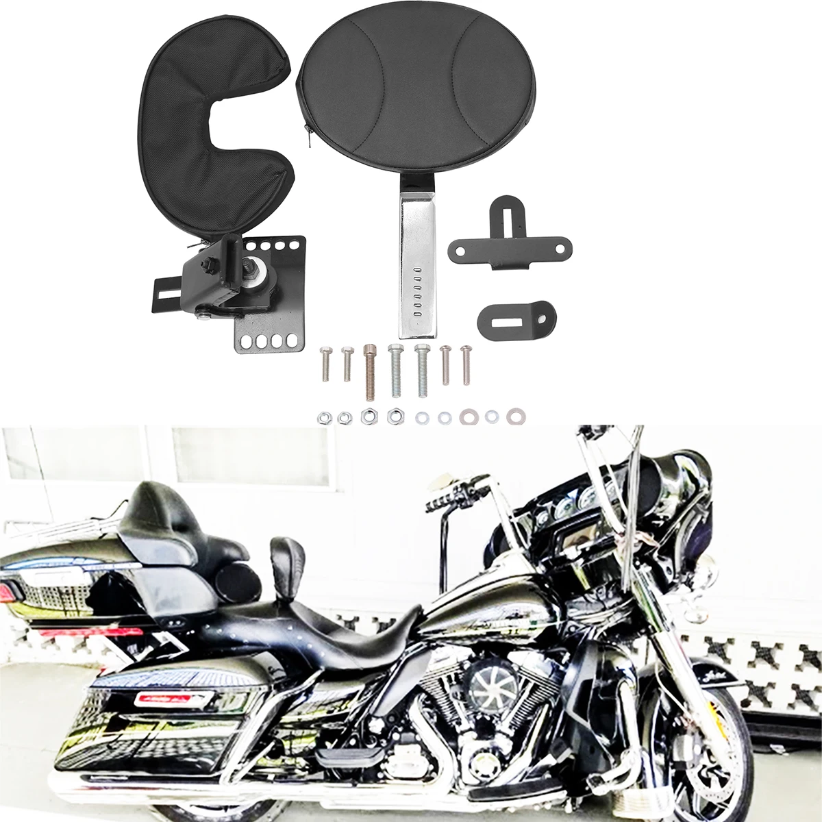 Регулируемая штепсельная спинка всадника подходит для Touring 1997-2020 Road King/Street Glide/Road Glide/Electra Glide
Регулируемая штепсельная спинка всадника подходит для Touring 1997-2020 Road King/Street Glide/Road Glide/Electra Glide