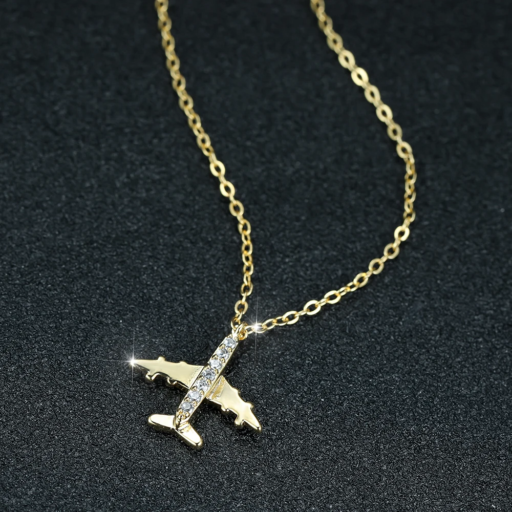 Simple Fashion Gold Color Airplane Pendant Necklace for Women Cute Tiny White Zircon Aircraft Clavicle Chain Necklaces Jewelry
Simple Fashion Gold Color Airplane Pendant Necklace for Women Cute Tiny White Zircon Aircraft Clavicle Chain Necklaces Jewelry