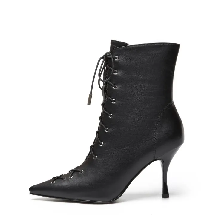 MLJUESE 2020 women ankle boots soft cow leather winter short plush black color pointed toe thin heel high heels women boots
MLJUESE 2020 women ankle boots soft cow leather winter short plush black color pointed toe thin heel high heels women boots