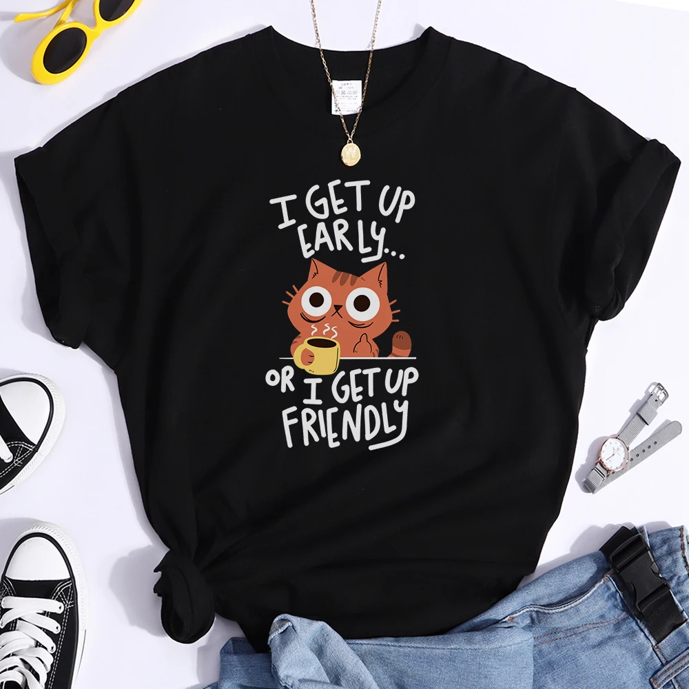I Get Up Are Lazy Women T-shirts Cute Cat Pattern Tops T Shirts Women Casual Short Sleeves Summer Tee Shirts Femme Streetwear
I Get Up Are Lazy Women T-shirts Cute Cat Pattern Tops T Shirts Women Casual Short Sleeves Summer Tee Shirts Femme Streetwear