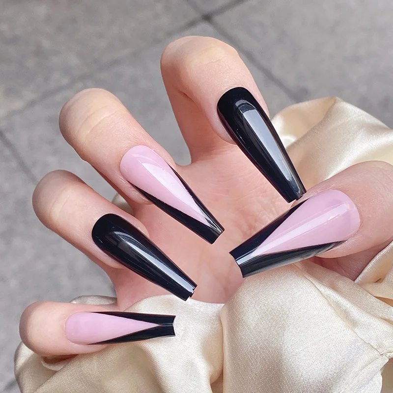 24Pcs Long Ballerina False Nail Lovely French Coffin Fake Nails Wearable Full Cover Manicure Wave Streak Press On Nails Z1144
24Pcs Long Ballerina False Nail Lovely French Coffin Fake Nails Wearable Full Cover Manicure Wave Streak Press On Nails Z1144