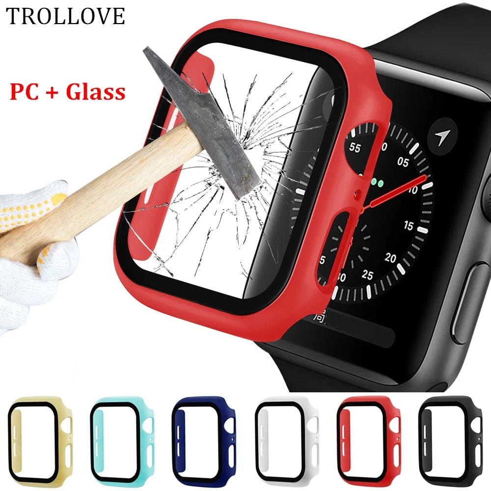 Чехол из закаленного стекла для Apple Watch Series 5 4 3 2 1 чехол ремешка 42 мм 38 м 40 44