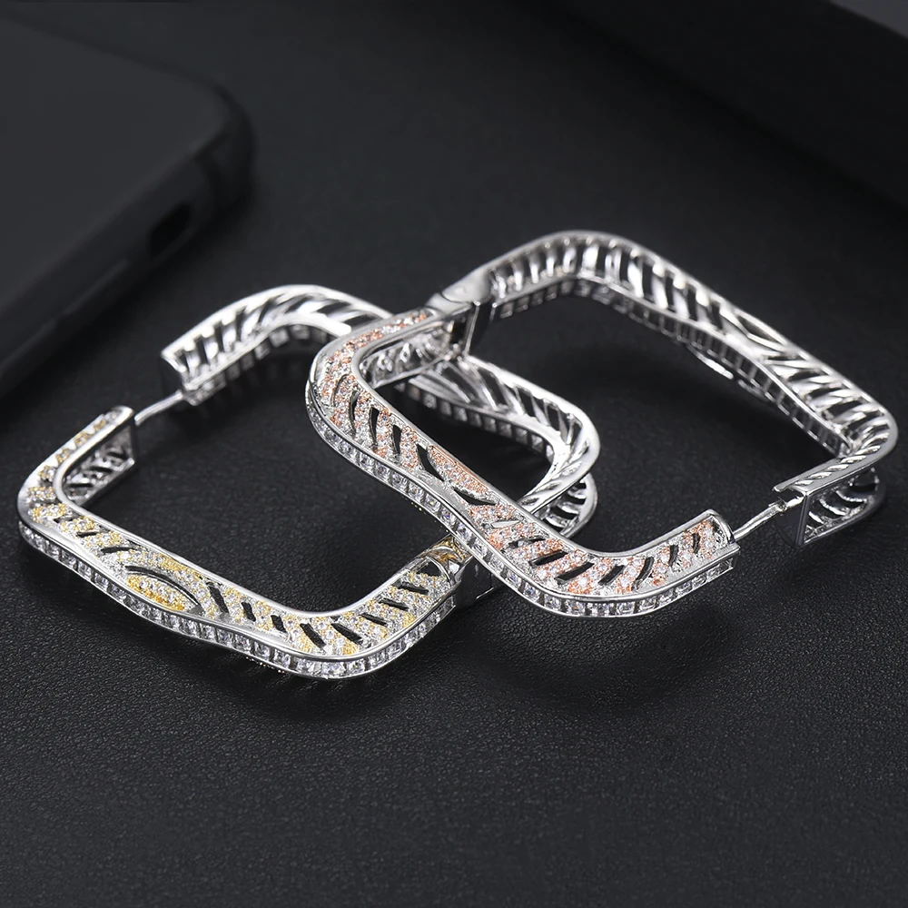 LARRAURI 3tone Cubic Zircon Statement Big Hoop Earrings Trendy Luxury Square Wedding DUBAI Bridal Hoop Earrings For Women 2019
LARRAURI 3tone Cubic Zircon Statement Big Hoop Earrings Trendy Luxury Square Wedding DUBAI Bridal Hoop Earrings For Women 2019