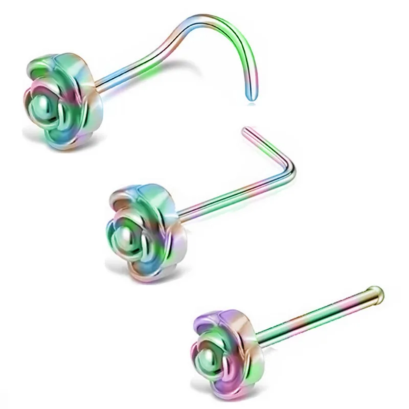 3Piece Stainless Steel Rose Flower Nose Stud Set 20G L Shape Nose Rings And Studs Pack Straight Nose Stud Lot Pircing Nariz Bulk
3Piece Stainless Steel Rose Flower Nose Stud Set 20G L Shape Nose Rings And Studs Pack Straight Nose Stud Lot Pircing Nariz Bulk