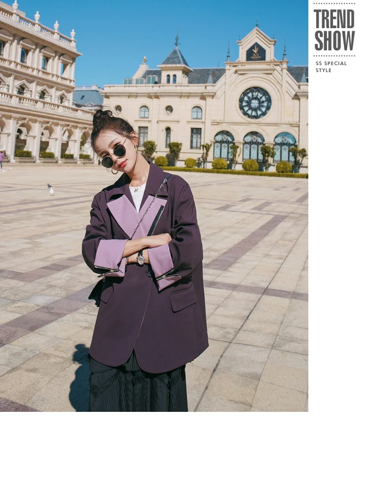 Blazer Jacket for Women Double Breasted Zipper Splice Loose Casual Suit Coat Office Lady Elegant Korean Outerwear Spring Autumn
Blazer Jacket for Women Double Breasted Zipper Splice Loose Casual Suit Coat Office Lady Elegant Korean Outerwear Spring Autumn