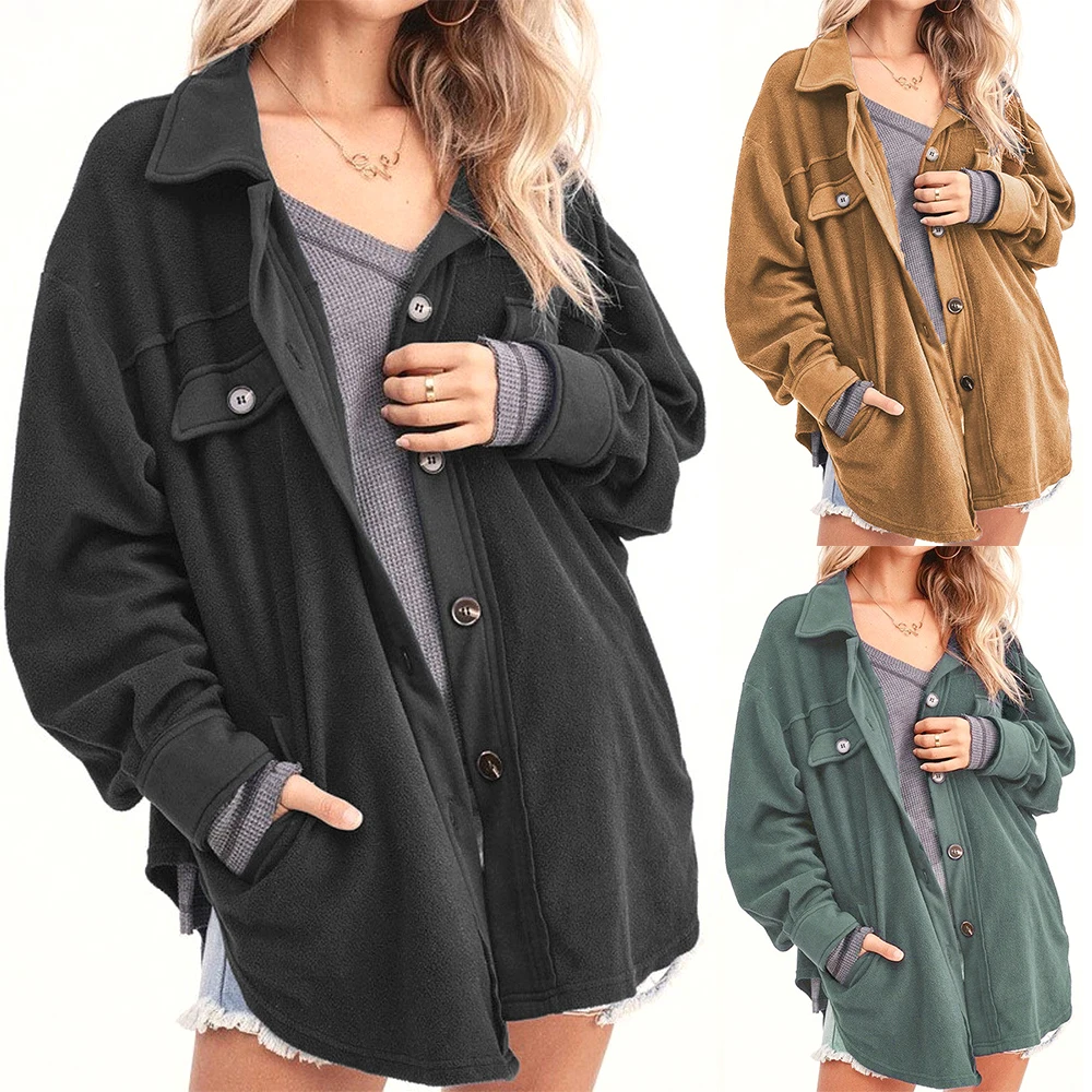 Spring/Autumn Button Ladies Outwear Clothing Tops Pocket Women Long Sleeve Coat And Jacket Solid Color Turn-Down Collar Coat
Spring/Autumn Button Ladies Outwear Clothing Tops Pocket Women Long Sleeve Coat And Jacket Solid Color Turn-Down Collar Coat