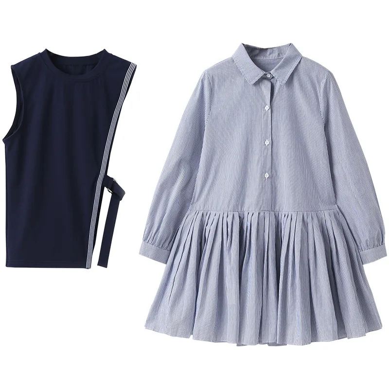 Girls Set Spring And Autumn 2021 New Children Little Two Piece With Strap Dress For Girls 6-12 Years Old 
Girls Set Spring And Autumn 2021 New Children Little Two Piece With Strap Dress For Girls 6-12 Years Old