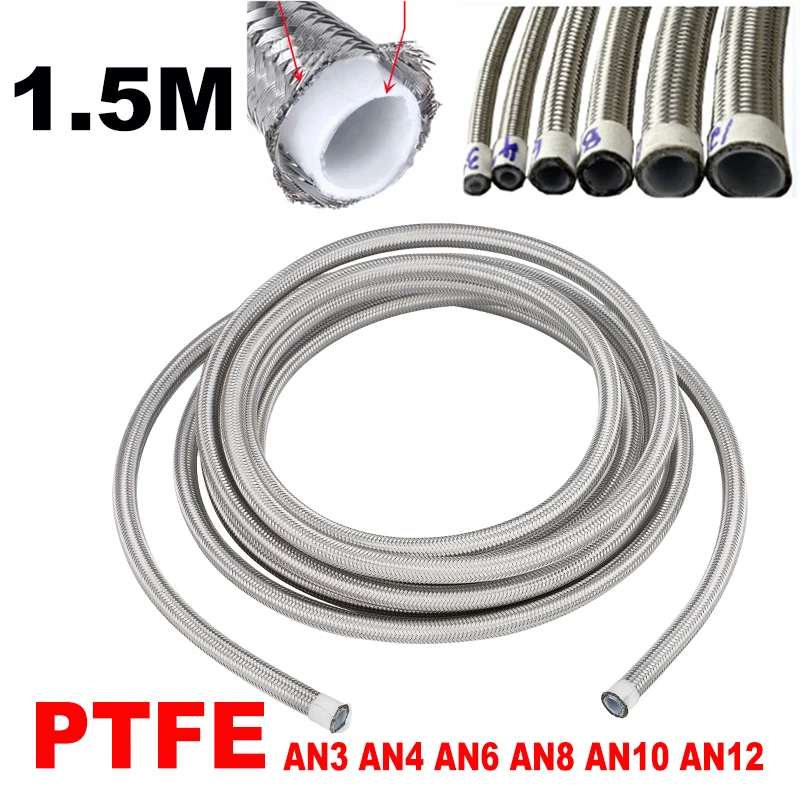 5FT 1.5M Universal Fuel Hose Oil Gas Cooler Line Pipe Tube PTFE Stainless Steel Double Braided AN3 AN4 AN6 AN8 AN10 AN12 Silver
5FT 1.5M Universal Fuel Hose Oil Gas Cooler Line Pipe Tube PTFE Stainless Steel Double Braided AN3 AN4 AN6 AN8 AN10 AN12 Silver