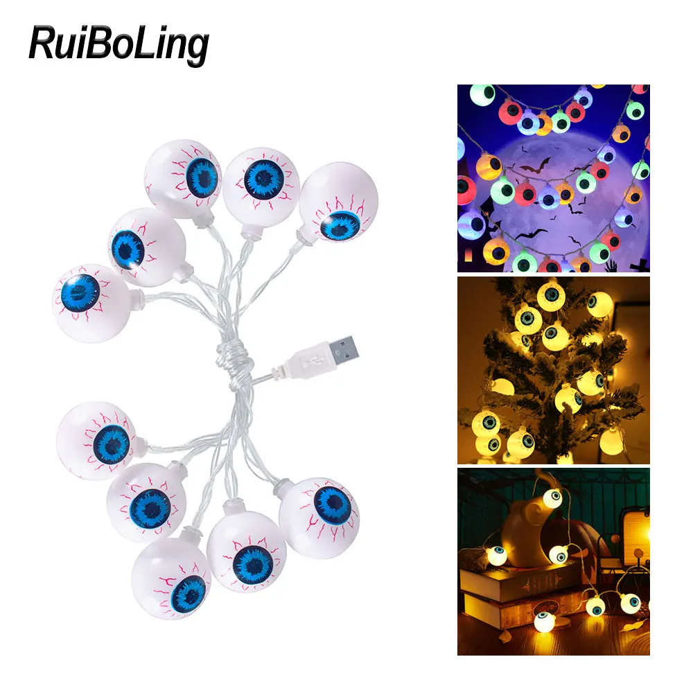 Halloween horror atmosphere colorful lights simulating human eyes RGB warm white 10LED 20LED garland string lights
Halloween horror atmosphere colorful lights simulating human eyes RGB warm white 10LED 20LED garland string lights