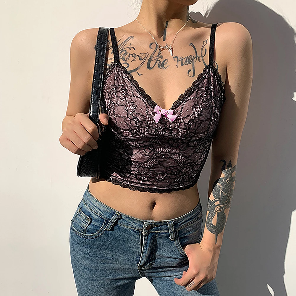 DOSSNI Lace Goth Y2K Cami Top Women Dark Academia Aesthetic Vintage 90s Kawaii Clothes Lace V Neck Sexy Bow Cute Crop Tops
DOSSNI Lace Goth Y2K Cami Top Women Dark Academia Aesthetic Vintage 90s Kawaii Clothes Lace V Neck Sexy Bow Cute Crop Tops