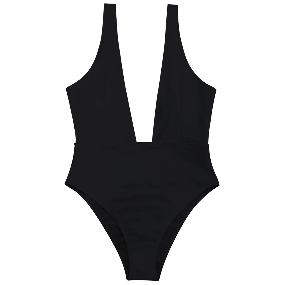 

ZAFUL Plunging Neck One Piece Swimwear Women Swimsuit Low Cut Padded High Leg One Piece Swimsuit Women Bodysuits