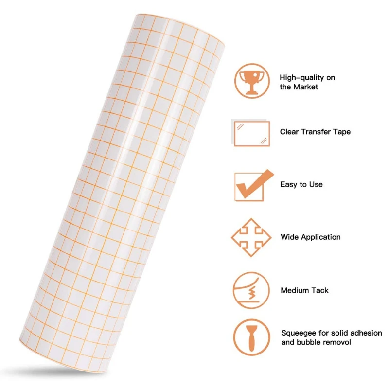 Vinyl Transfer Paper Tape Roll Adhesive 12x60inch Clear Alignment Grid Craft for Decals Signs Windows Stickers 
Vinyl Transfer Paper Tape Roll Adhesive 12x60inch Clear Alignment Grid Craft for Decals Signs Windows Stickers