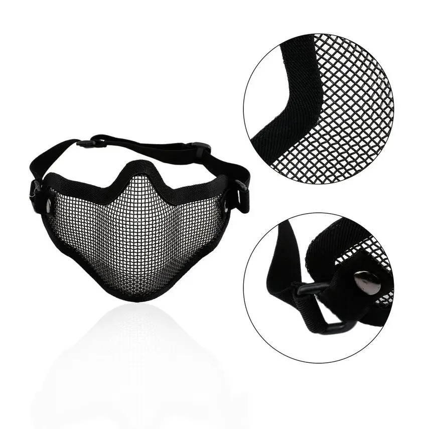 Extra Strong Half Face Steel Mesh Breathable Airsoft & Paintball Game Metal Mesh Half Face Cover Adjustable Size
Extra Strong Half Face Steel Mesh Breathable Airsoft & Paintball Game Metal Mesh Half Face Cover Adjustable Size