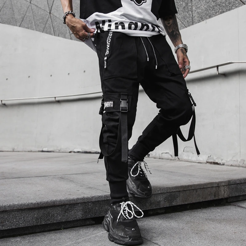 2021 Spring Hip Hop Joggers Men Black Harem Pants Multi-pocket Ribbons Man Sweatpants Streetwear Casual Mens Pants
2021 Spring Hip Hop Joggers Men Black Harem Pants Multi-pocket Ribbons Man Sweatpants Streetwear Casual Mens Pants