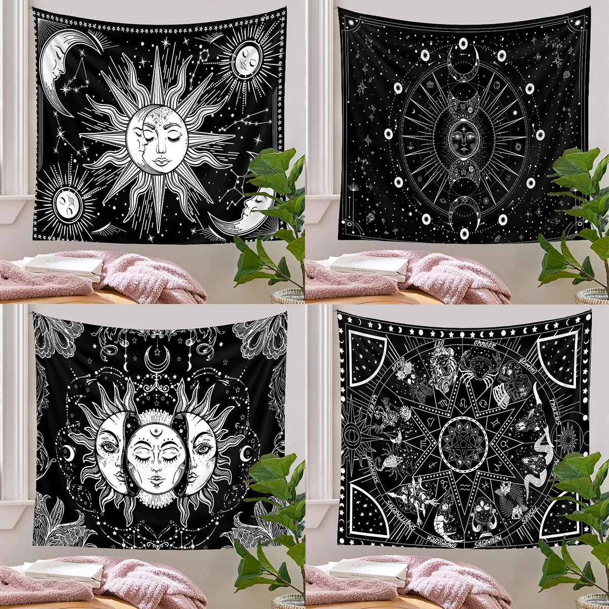 Sun and Moon Zodiac Tapestry Wall Hanging Black and White Tarot Tapestry Home Decor Bohemian Wall Tapestry for Bedroom Room
Sun and Moon Zodiac Tapestry Wall Hanging Black and White Tarot Tapestry Home Decor Bohemian Wall Tapestry for Bedroom Room