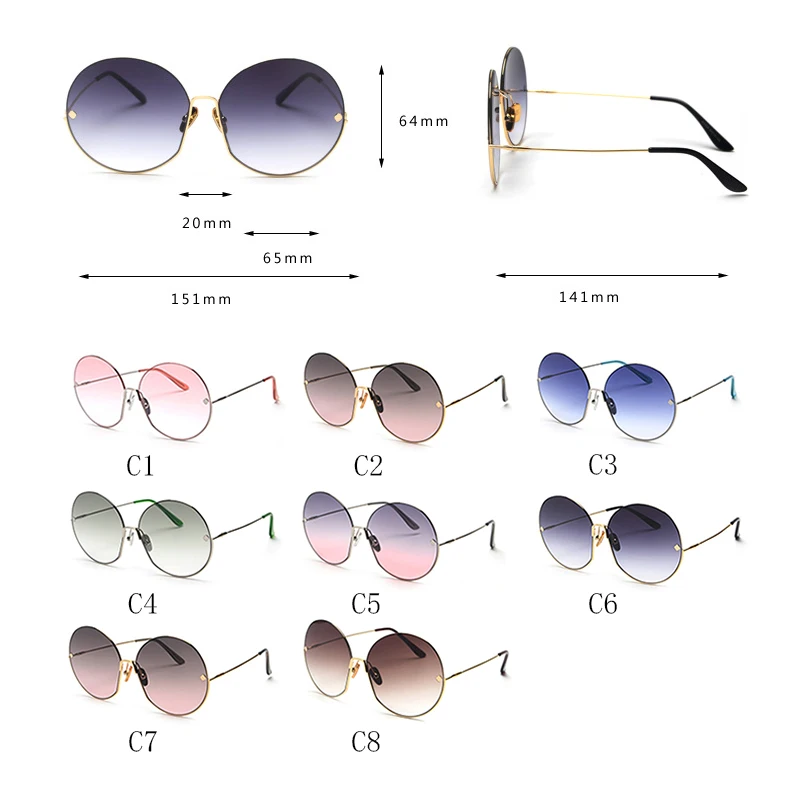 Vintage Round Gradient Sunglasses Women Luxury Brand Designer Oversized Metal Frame Half Frame Ladies Sun Glasses Men Cool Retro
Vintage Round Gradient Sunglasses Women Luxury Brand Designer Oversized Metal Frame Half Frame Ladies Sun Glasses Men Cool Retro