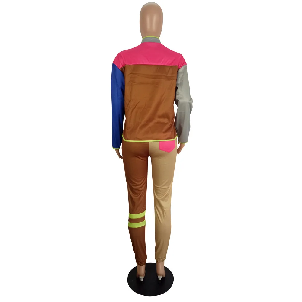 Contrast Color Patchwork Women's Sport Suit Pockets Zipper Up Long Sleeve Jackets and Striped Jogger Sweatpant 2 Piece Tracksuit 
Contrast Color Patchwork Women's Sport Suit Pockets Zipper Up Long Sleeve Jackets and Striped Jogger Sweatpant 2 Piece Tracksuit