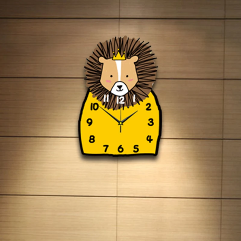 

Cute Cartoon Wall Clock Creative Simple Silent Animal Color Kids Rooms Quartz Wall Clock Reloj De Pared Home Decoration DL60WC