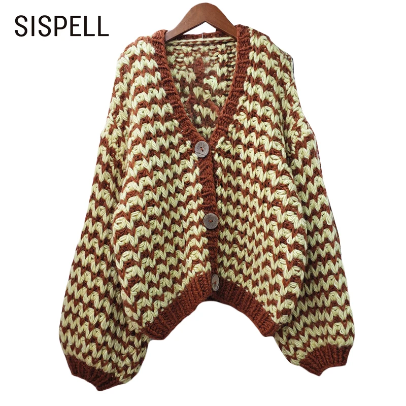 SISPELL Patchwork Colorblock Sweater For Female V Neck Lantern Long Sleeve High Waist Loose Women's Knitting Coat New 2021
SISPELL Patchwork Colorblock Sweater For Female V Neck Lantern Long Sleeve High Waist Loose Women's Knitting Coat New 2021