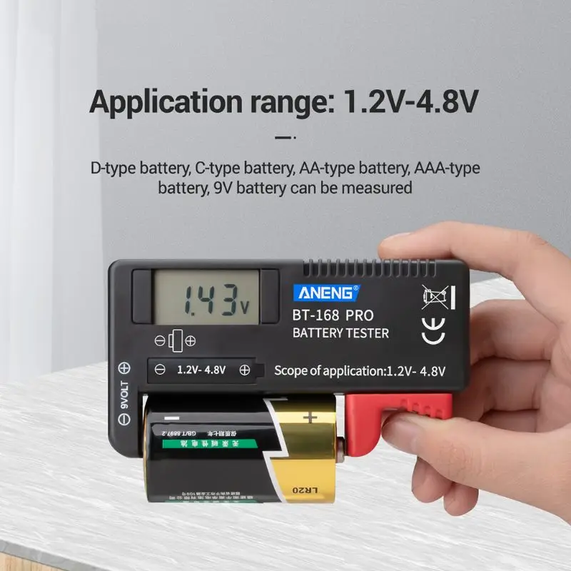 Battery Capacity Tester for 3.7V 1.5V AA/AAA/C/D/18650 Button Cell Battery Volt Tester
Battery Capacity Tester for 3.7V 1.5V AA/AAA/C/D/18650 Button Cell Battery Volt Tester