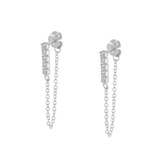 S925 Sterling Silver Earrings Single Row Zircon Tassel Chain Hanging Stud Earrings Wholesale Statement Fashion Jewelry W3
S925 Sterling Silver Earrings Single Row Zircon Tassel Chain Hanging Stud Earrings Wholesale Statement Fashion Jewelry W3